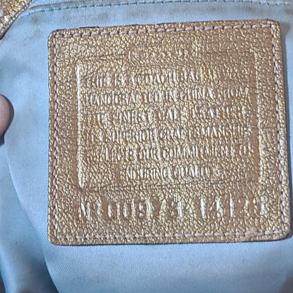 Coach Metallic Gold Patent Leather Tote Bag Chain Handles Large Style 14129 - Picture 3 of 16